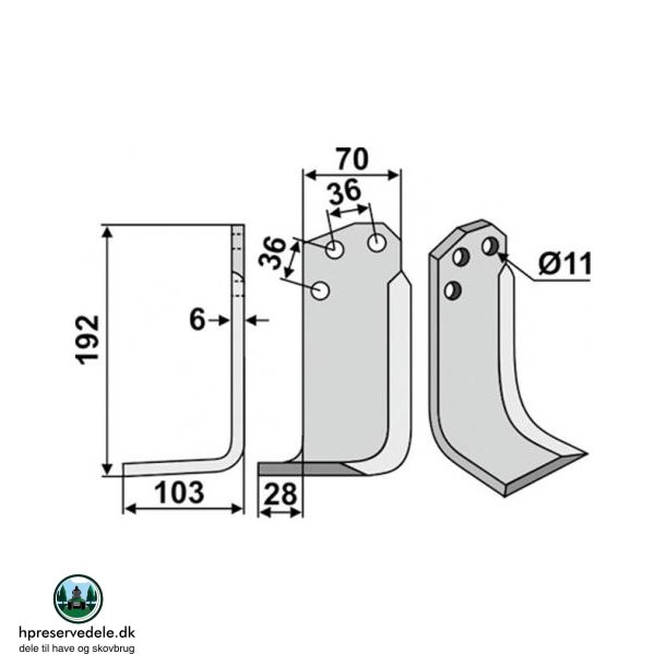 FRSERKNIV V AGRIA. 192 x 6 x 70 mm