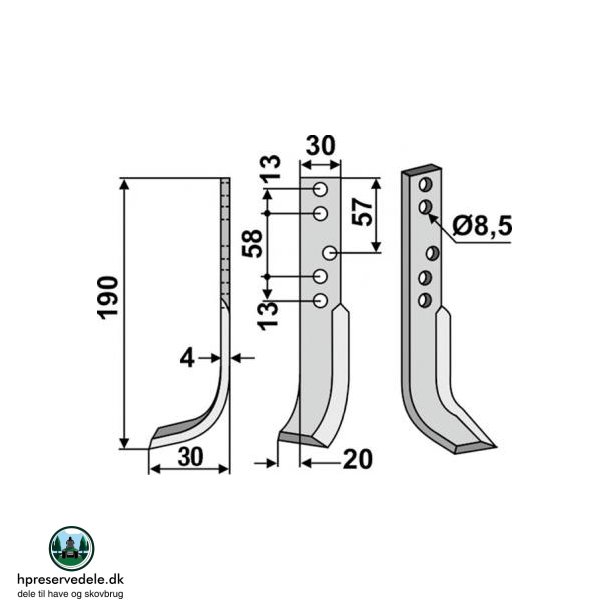 FRSERKNIV H HOLDER. 190 x 30 mm