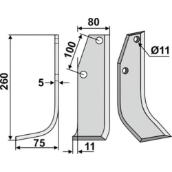 FR�SERKNIV V HOLDER. 260 x 75 mm
