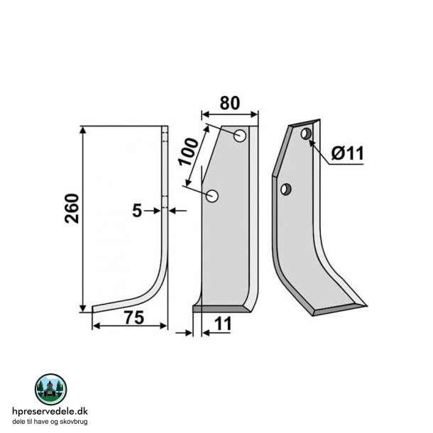 FRSERKNIV V HOLDER. 260 x 75 mm