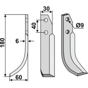 FR�SERKNIV V NIBBI. 180 x 6 x 30 mm