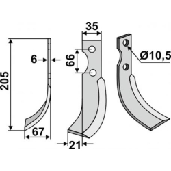 FRSERKNIV H GRILLO. 205 x 6 x 35 mm