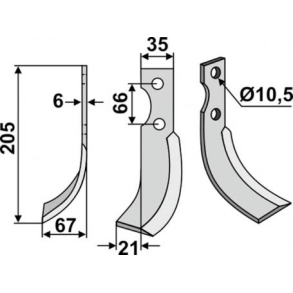 FRSERKNIV V GRILLO. 205 x 6 x 35 mm