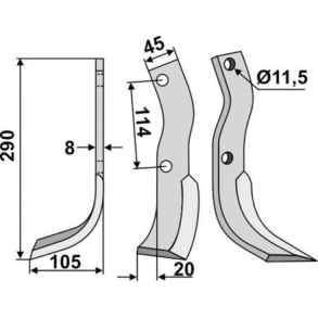 FR�SERKNIV V HOWARD. 290 x 8 x 45 mm