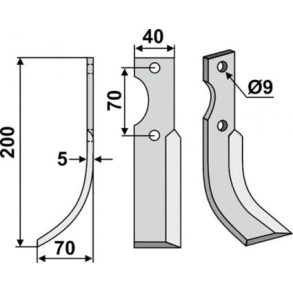 FR�SERKNIV V FORT. 200 x 5 x 40 mm