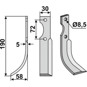 FR�SERKNIV V NIBBI. 190 x 5 x 30 mm